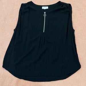 Velvet by Graham & Spencer Black Sleeveless Blouse with Zipper Accent